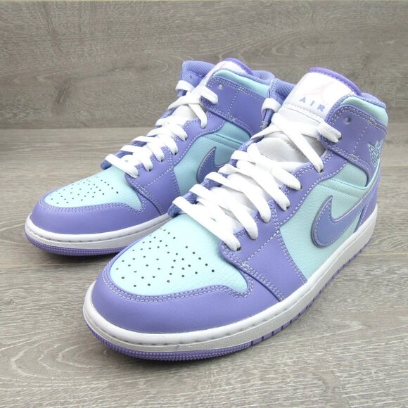 Air Jordan 1 Mid Purple Pulse Aqua White Sneakers Mens Size 9 NEW - Picture 4 of 15